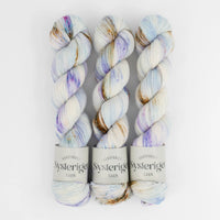 Sysleriget hand dyed yarn in single ply merino wool in the color Dream Sky.