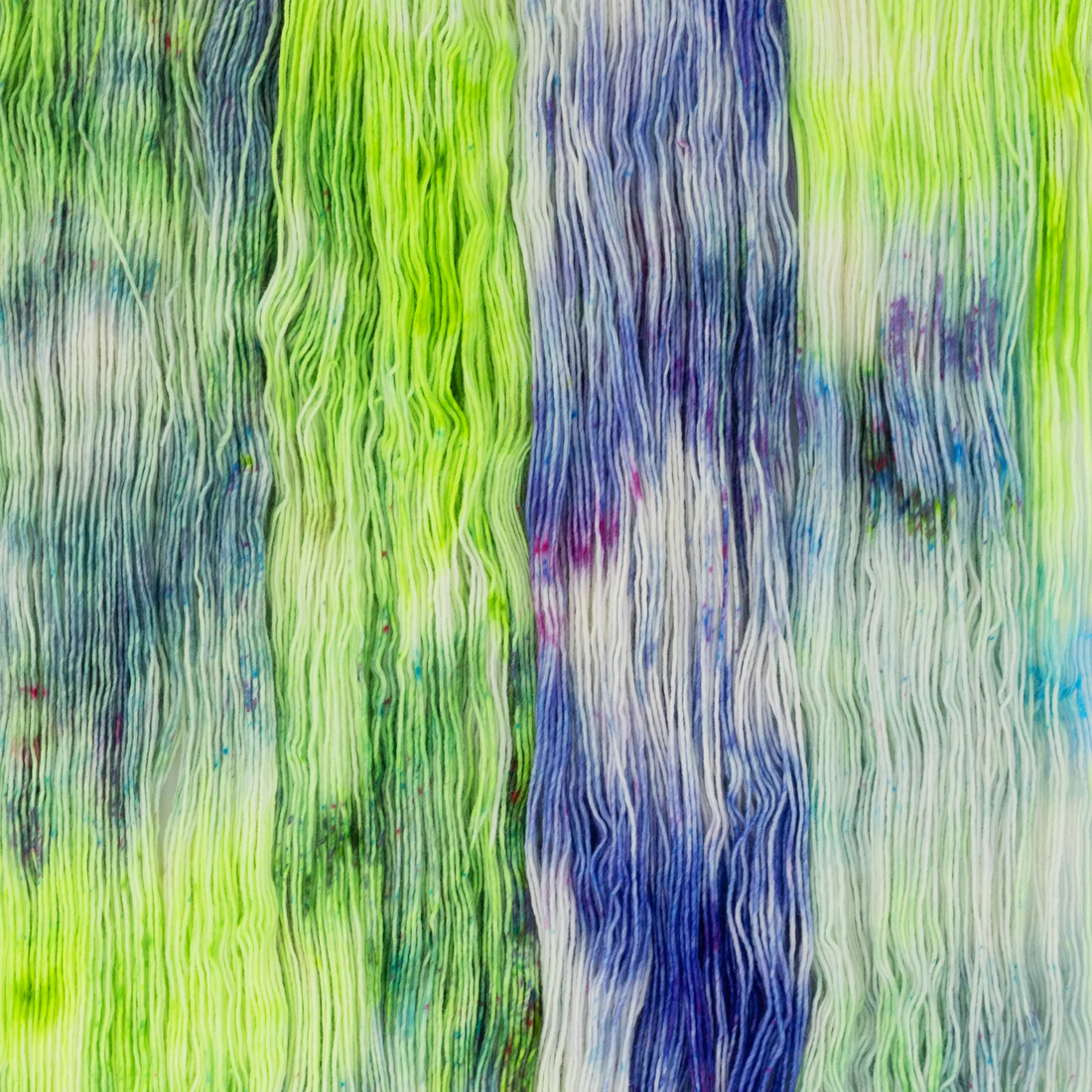 Sysleriget hand dyed yarn in single ply merino wool in the color Not That Toxic.