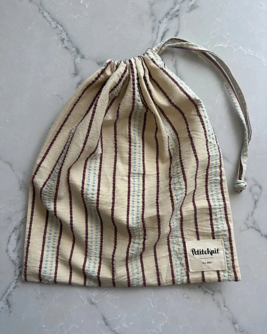 PetiteKnit | Knitter's String Bag | Seerssucker Twin Stripe