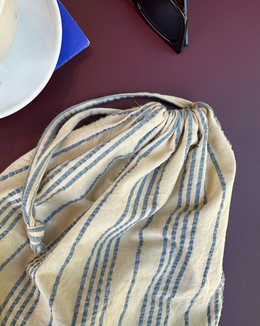 PetiteKnit | Knitter's String Bag | Striped Seersucker